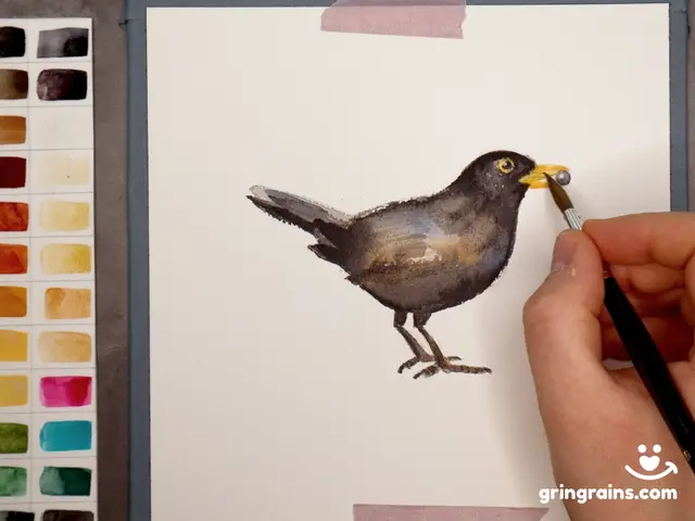 Amsel malen mit Aquarellfarben malen