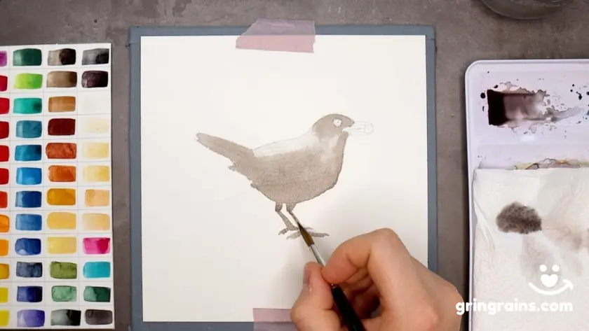 Ein Bild wie ich eine Amsel male