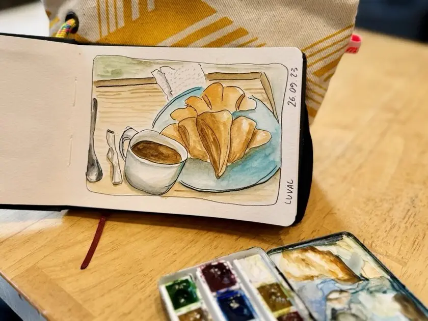 Urban Sketch vom Frühstück